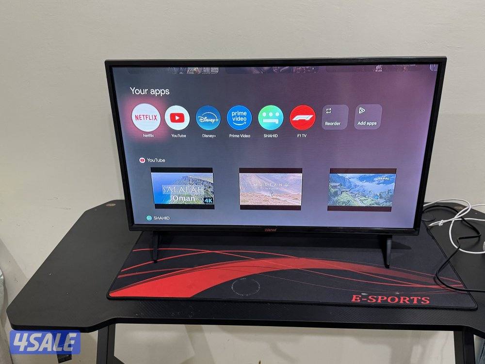 تلفزيون ونسا 32 بوصه نظيف مع ريموته وقواعده ورسيفر سمارت وطاوله قيمنق2