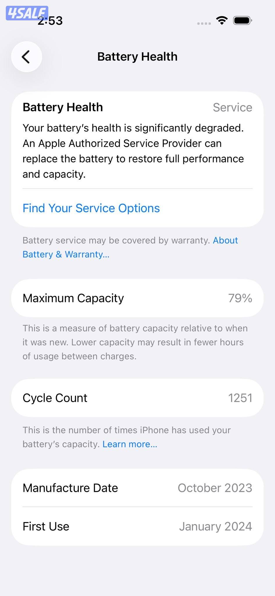 iPhone 15 128GB Blue – 79% ايفون 15 لون أزرق مستعمل نظيف1