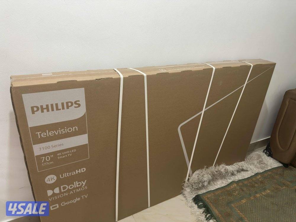 تلفزيون فيليبس 4k 70 inch جديد بالكرتون لم يفتح نهائيا موديل السنة0