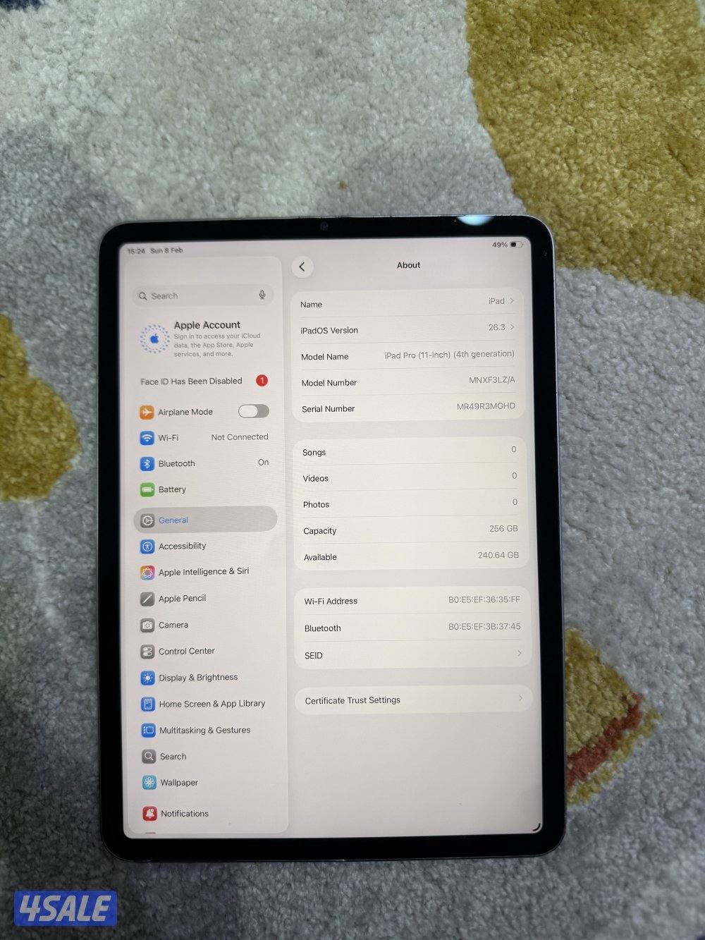 ايباد برو M2 ١١ انش ٢٥٦ جيجا مبدل شاشه اصليه فقط6