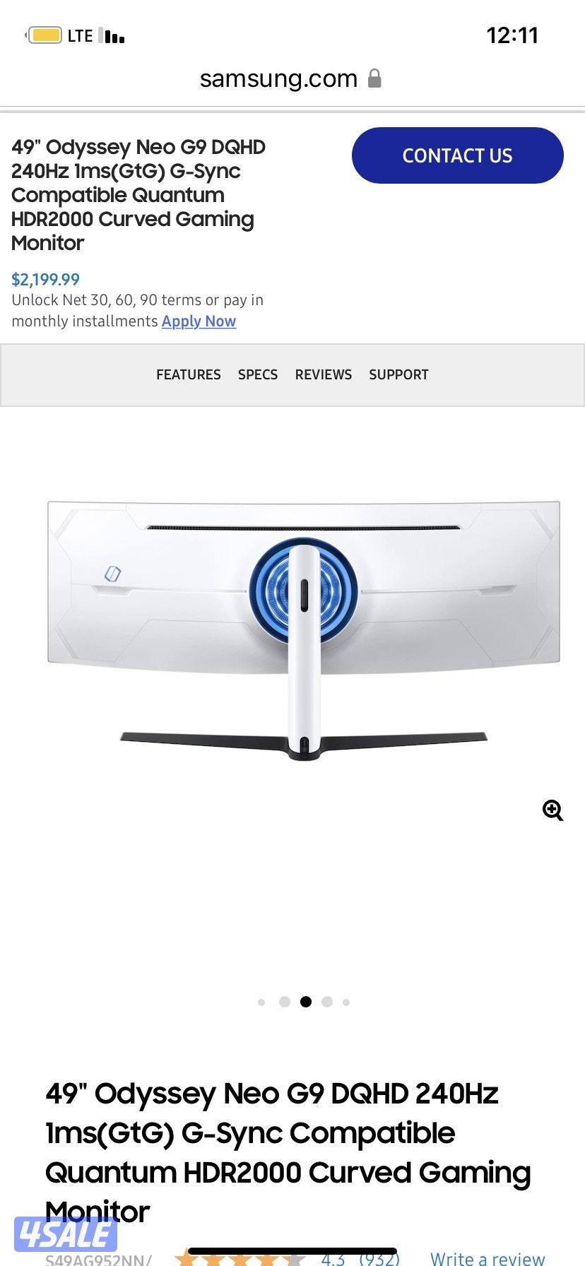 للبيع شاشه 49 Samsung Oddessy neo G92