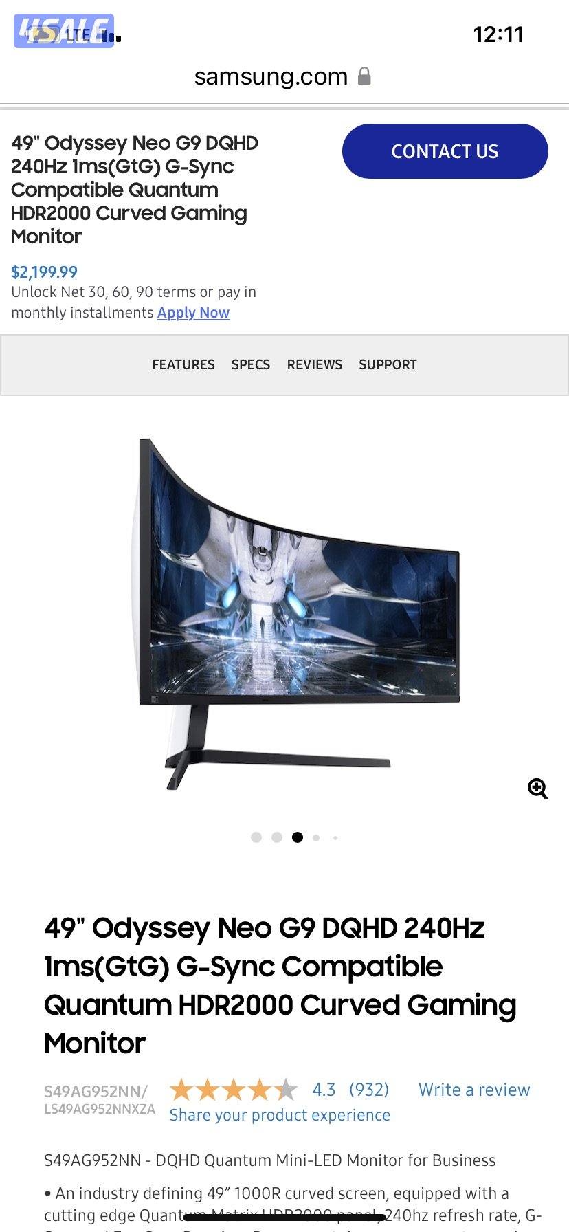 للبيع شاشه 49 Samsung Oddessy neo G93