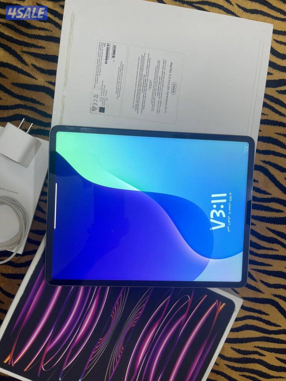 ايباد ابل برو 12.9 انش 256 قيقا الجيل السادس ام تو m2 بطارية 100 نظيف1