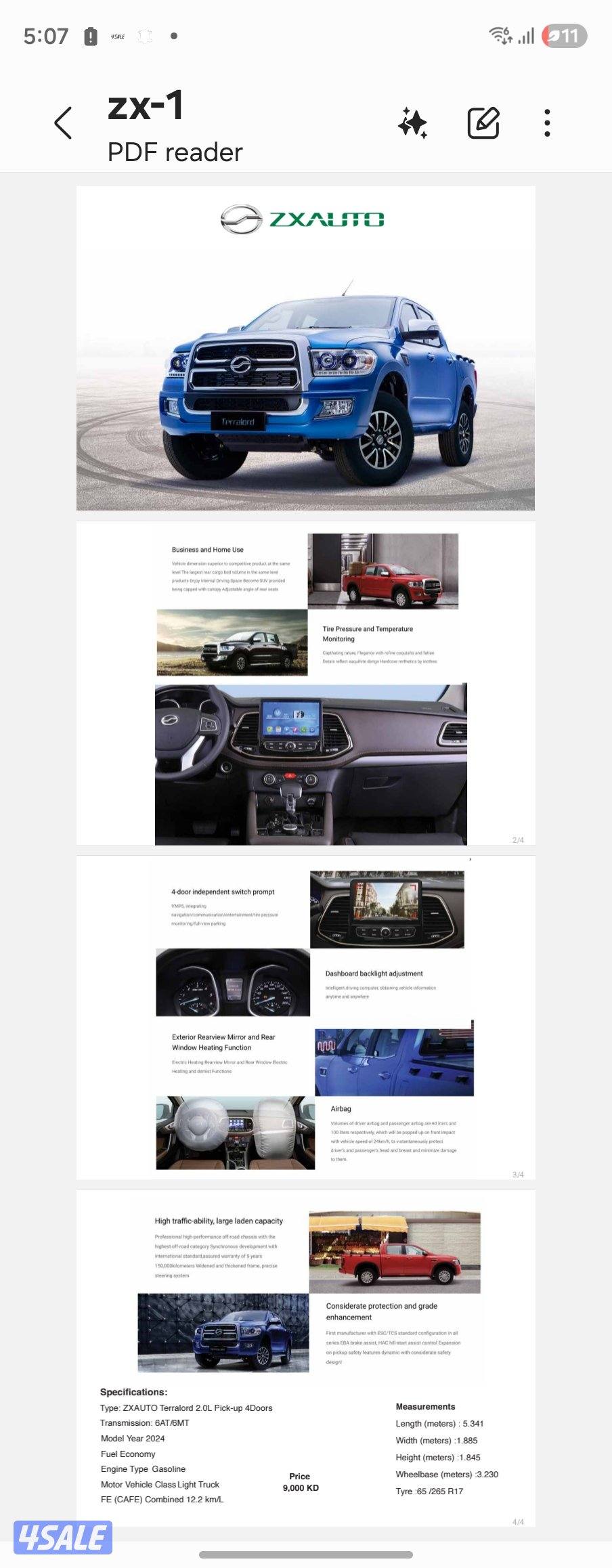 ZXAUTO TERRALORD 2.0L PICKUP 4DOORS1