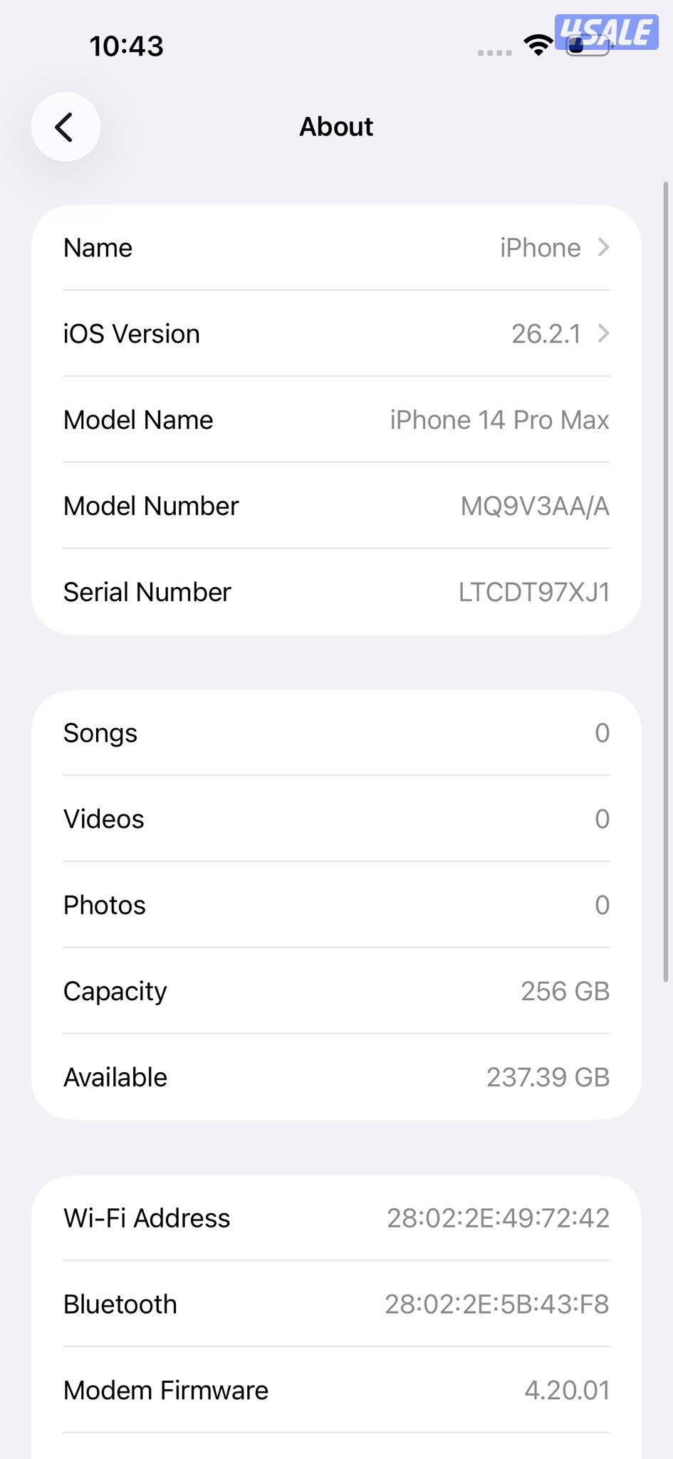 ايفون 14 برو ماكس – 256 جيجا – فضي بطارية 83% مستعمل كالجديد9