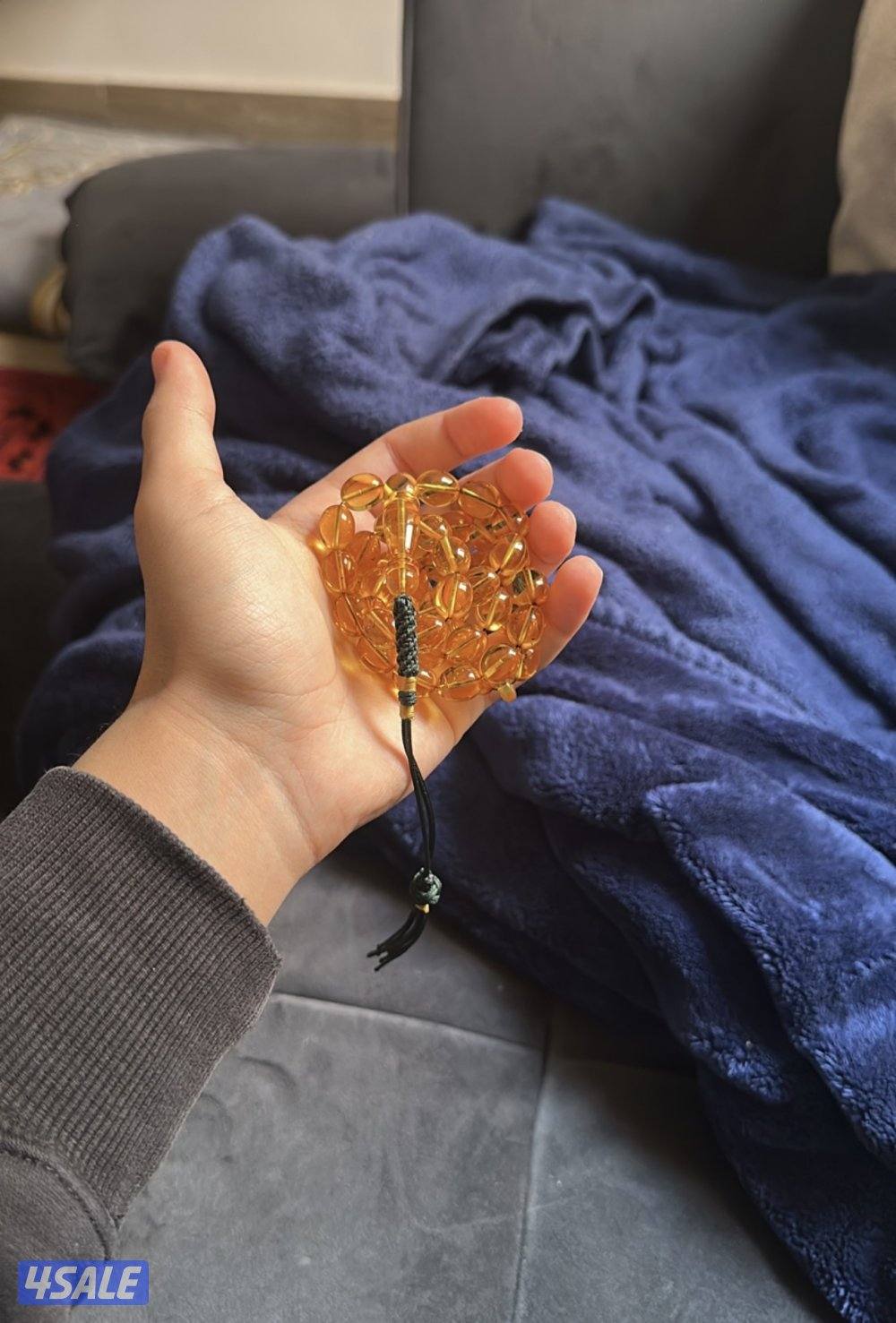 كهرب شفاف تخريم سوبر ماخد لون جميل عسلي  ٣٦ قرام ٤٥ خرزه ١٠/١٢ مل1