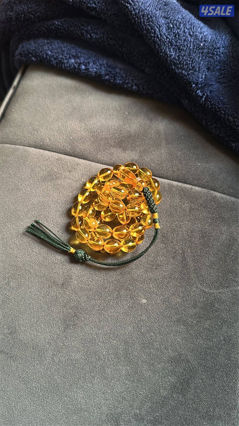 كهرب شفاف تخريم سوبر ماخد لون جميل عسلي  ٣٦ قرام ٤٥ خرزه ١٠/١٢ مل2