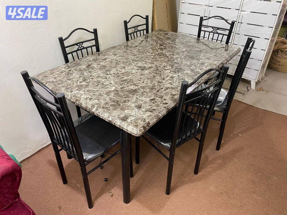 طاولات طعام خشب متوفر حق ست كراسي متوفر حق اربع كراسي جديد فقط1