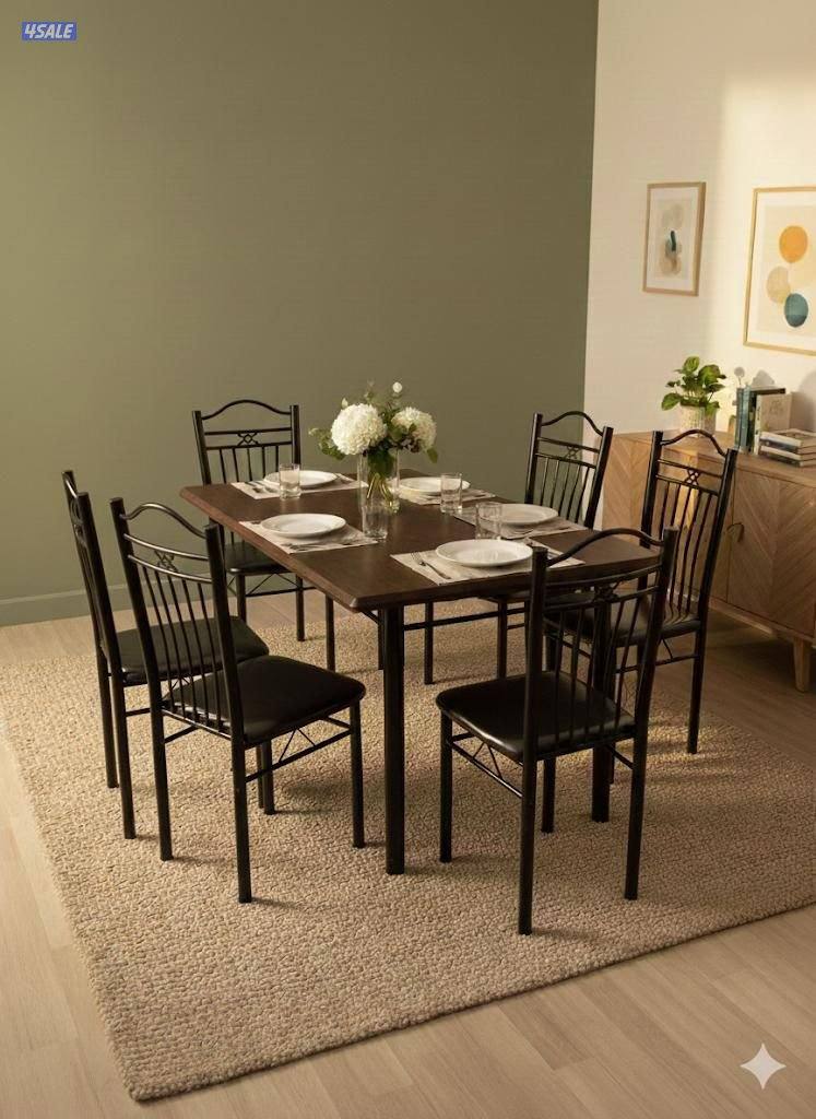 طاولات طعام خشب متوفر حق ست كراسي متوفر حق اربع كراسي جديد فقط5