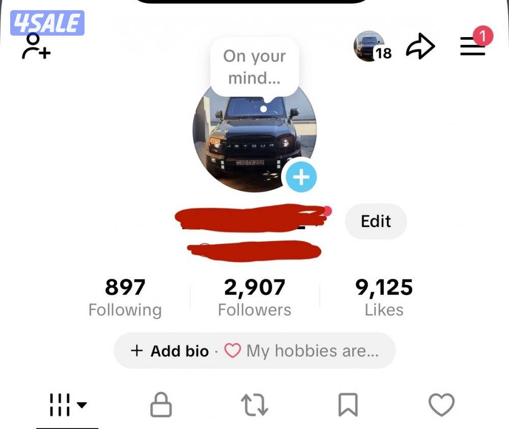 حساب تيك توك 2.9k متابع و 9k لايك0