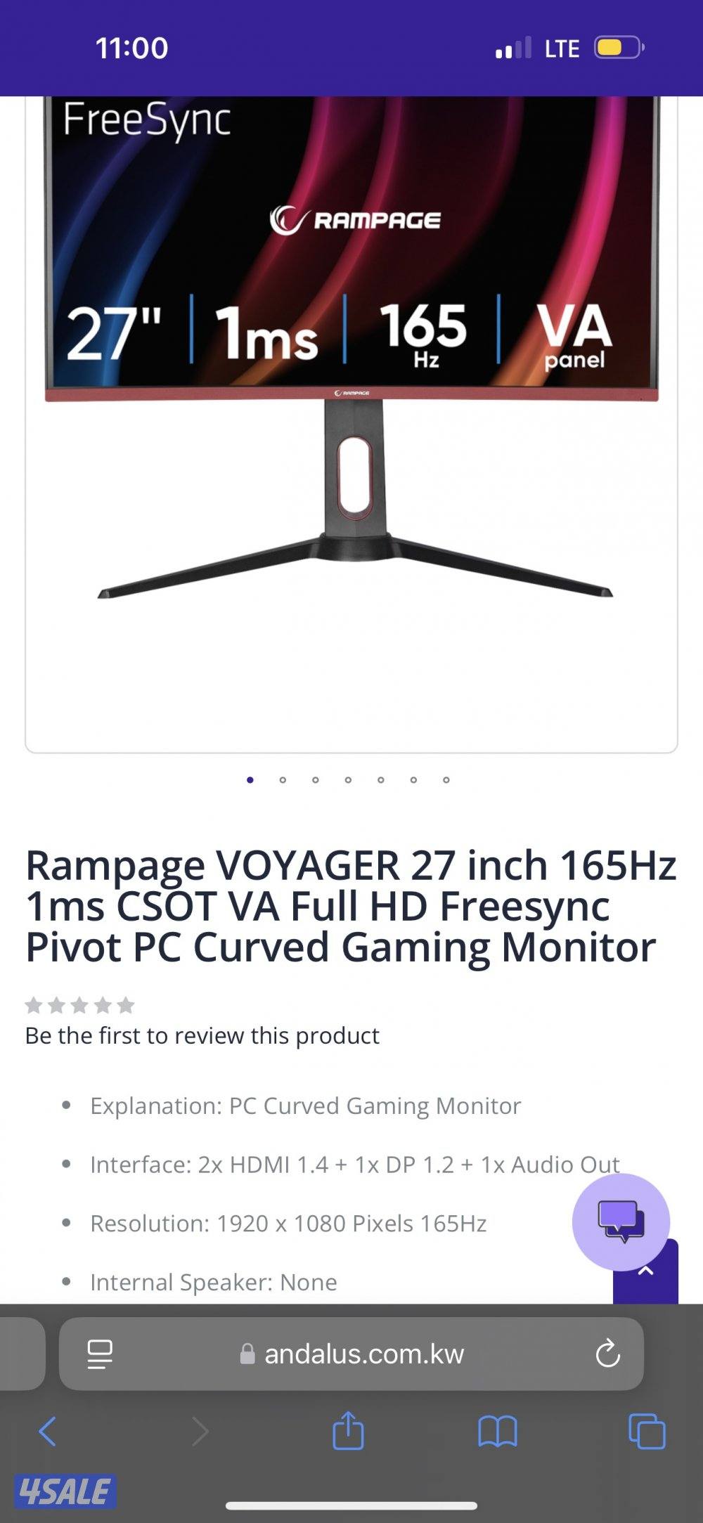 Rampage 27” 165Hz - PC Curved Gaming Monitor3