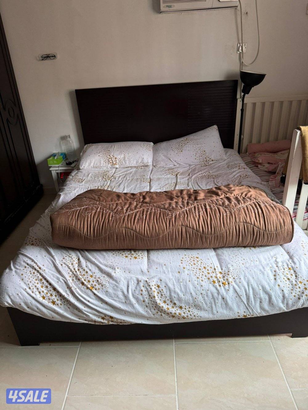 Double Bed with Mattress & Large Cupboard - Clean Condition0