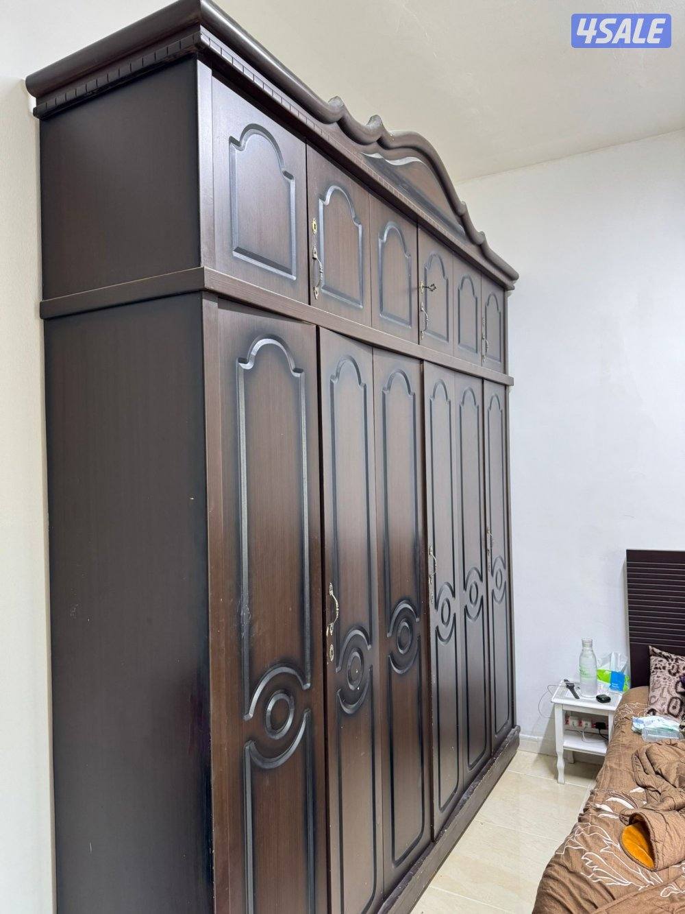 Double Bed with Mattress & Large Cupboard - Clean Condition1