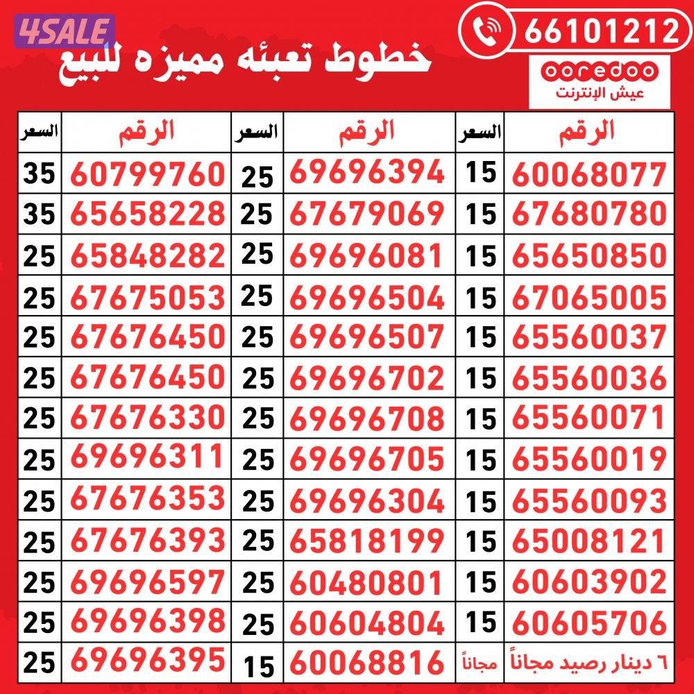 أرقام مميزه تعبيه6