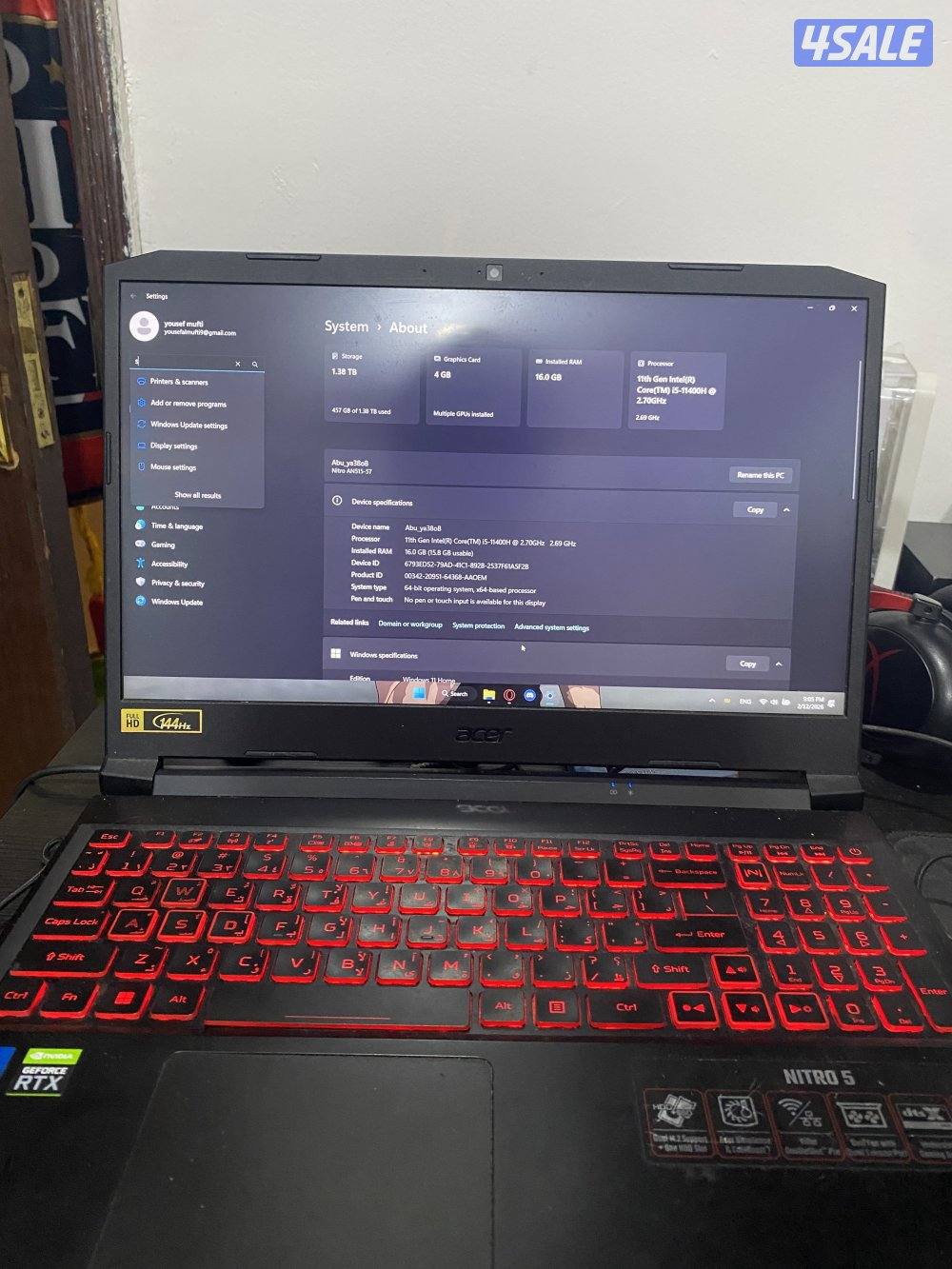 لابتوب جيمنق ايسر نظيف0