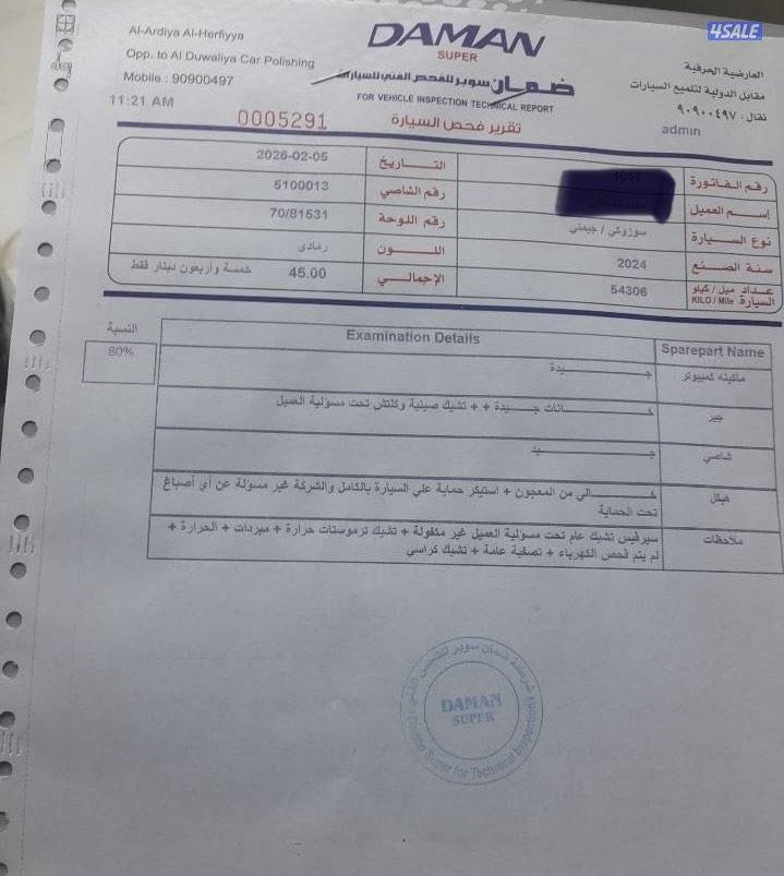 للبيع جيب سوزوكي ( جيمين ) موديل ٢٠٢٤ صبغ الوكالة شرط الفحص6