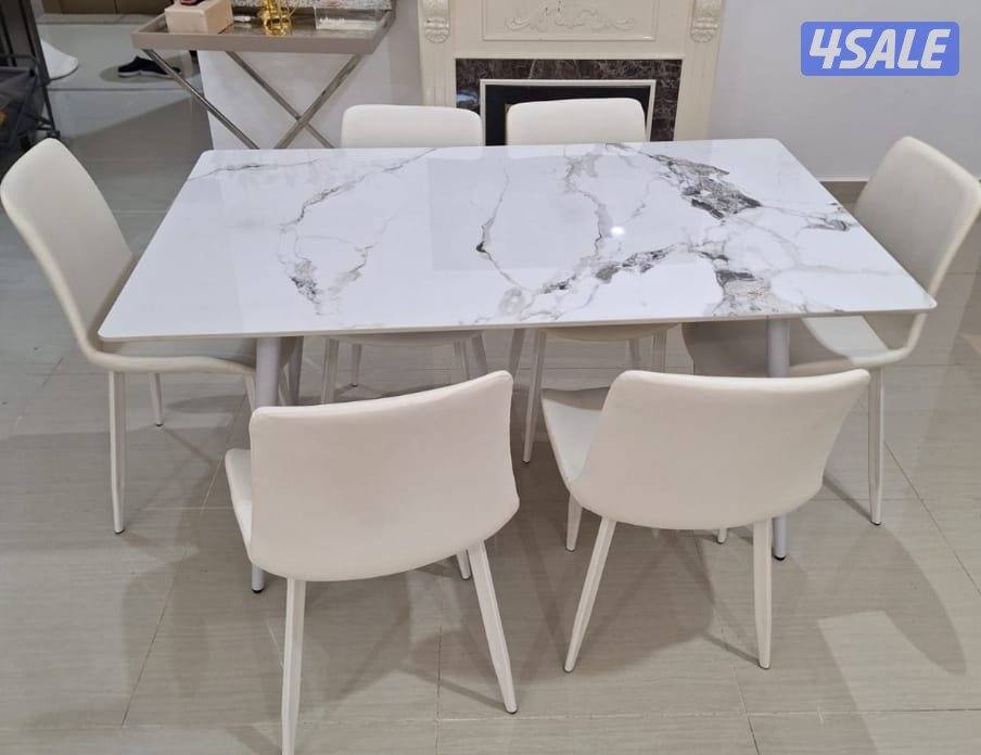 طاولة طعام رخام ٦كرسي جديد0