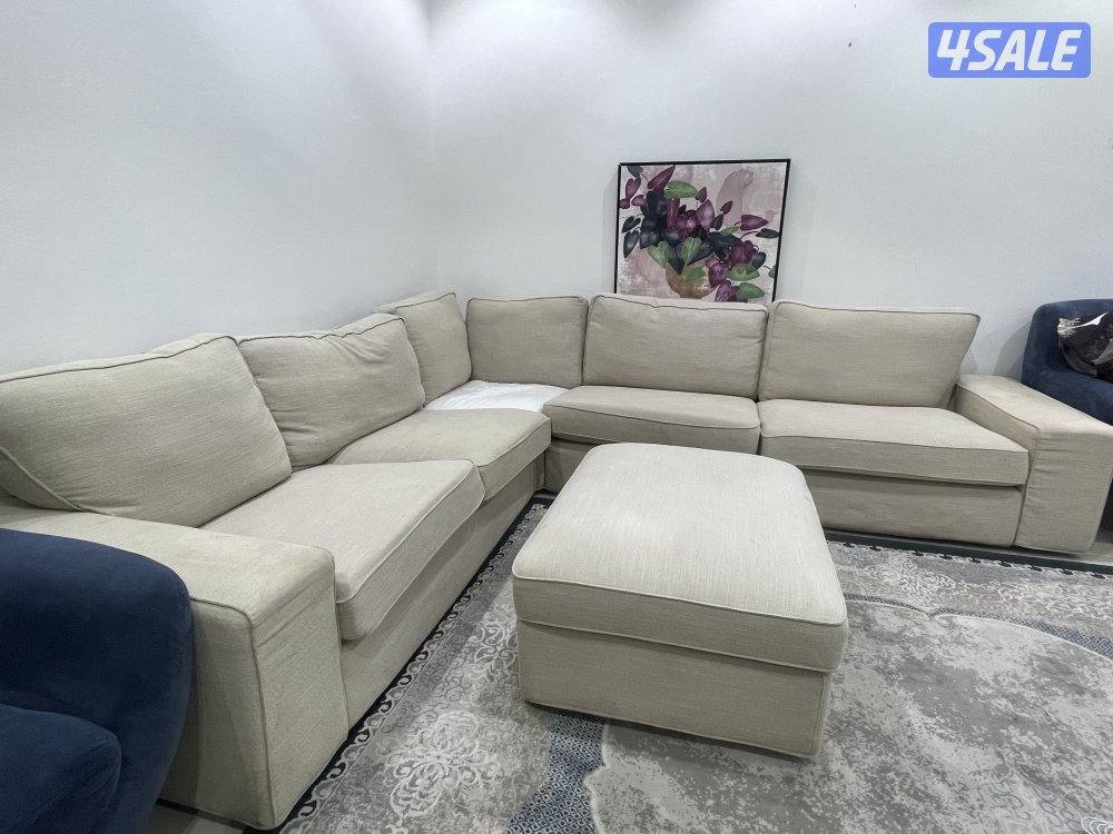 كنبات من ايكيا اللون بيج مع كنبة تخزين ٥ مقاعد ..1