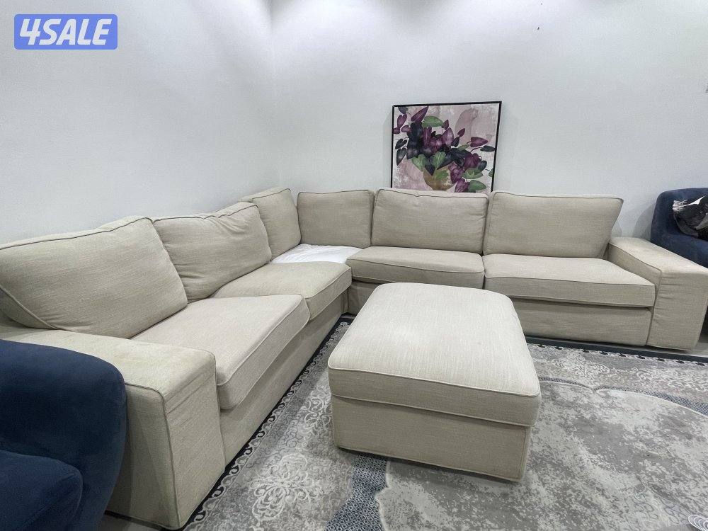 كنبات من ايكيا اللون بيج مع كنبة تخزين ٥ مقاعد ..3