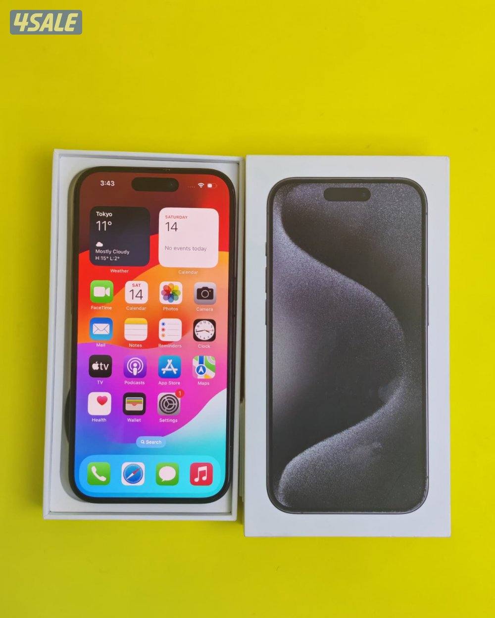 iPhone 15 Pro 256GB Black – 78% ايفون 15 برو  مستعمل كالجديد البطارية10