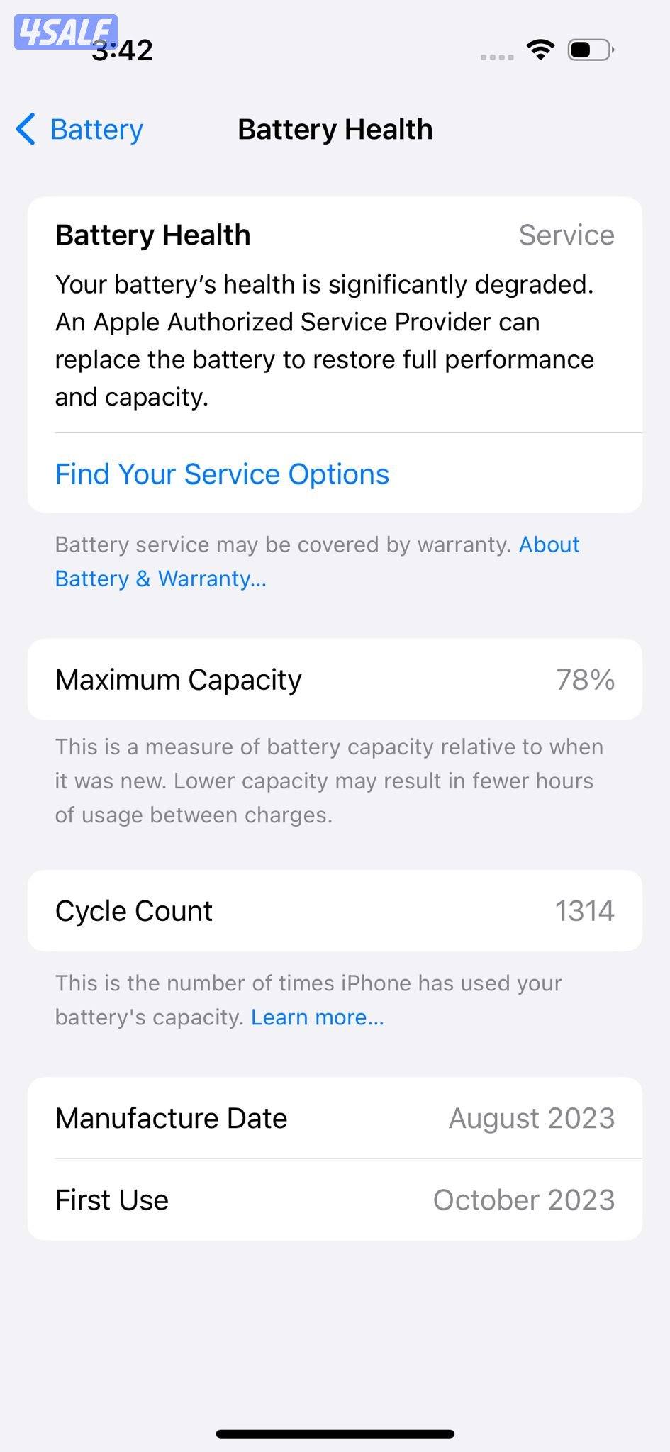 iPhone 15 Pro 256GB Black – 78% ايفون 15 برو  مستعمل كالجديد البطارية11