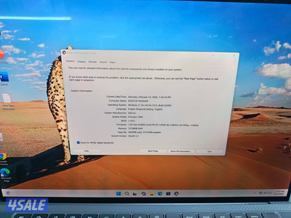 Dell precision 5560 cori i9 11TH touch screen 4k Ram 32 ddr4 Hard Rtx2