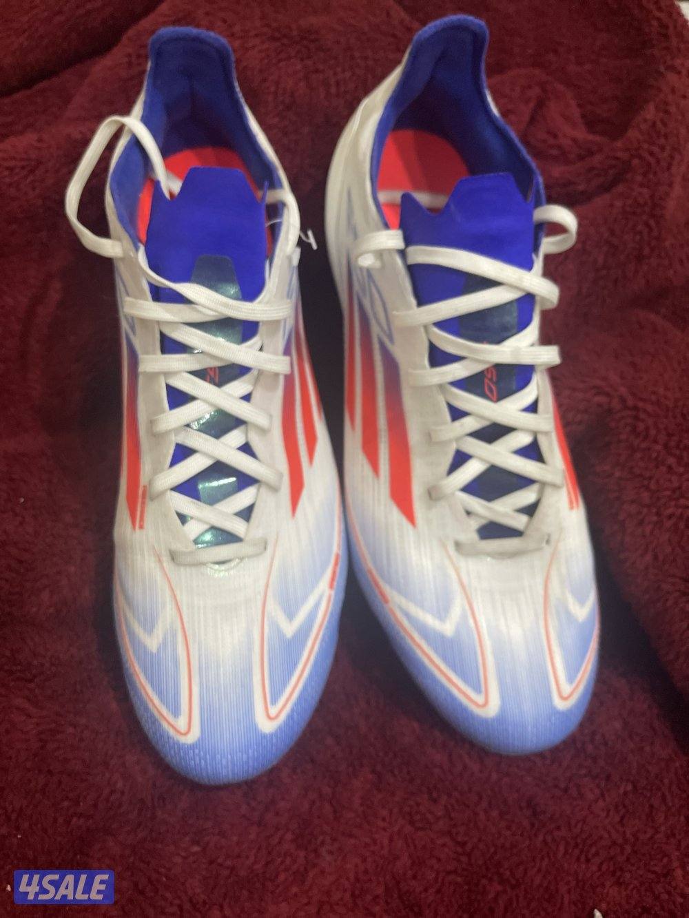 ADIDAS F50 LEAGUE MULTI-GROUND CLOUD WHITE SOLAR RED LUCID BLUE,SIZE443