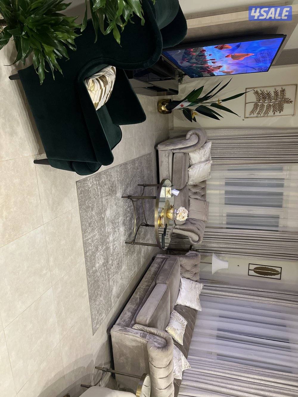 طقم كنب ٣ + ٢ وكرسي مفرد لون زيتي ايكيا2