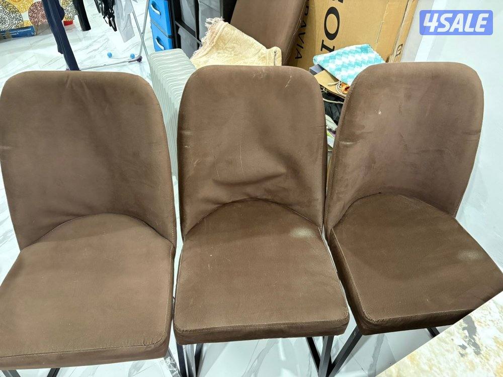 URGENT SALE (4 Dark Brown chairs & Gray table 139cm x 80cm)7