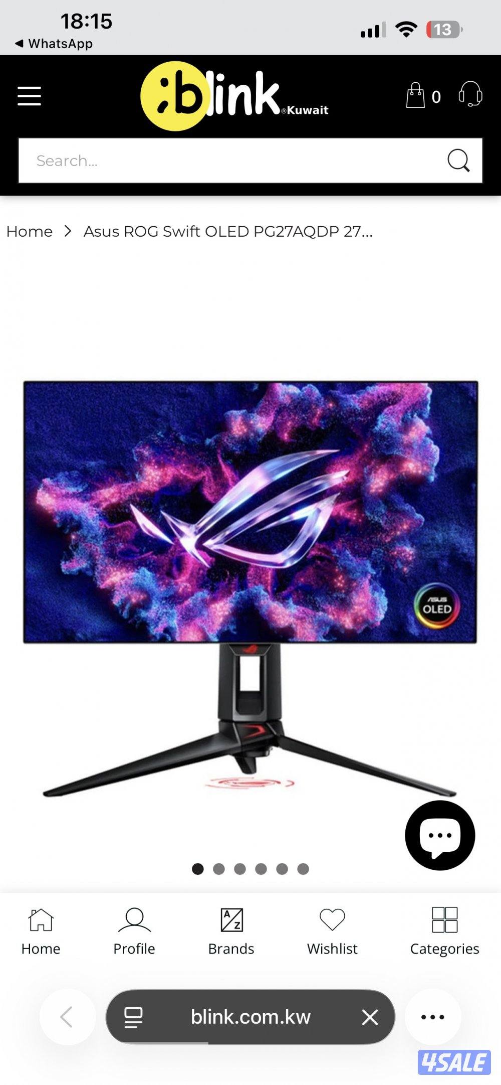 asus Rog swift Pg27Aqdp 27inch 480hz 0.03ms شاشه نظيفه Qhd Qhd oled0