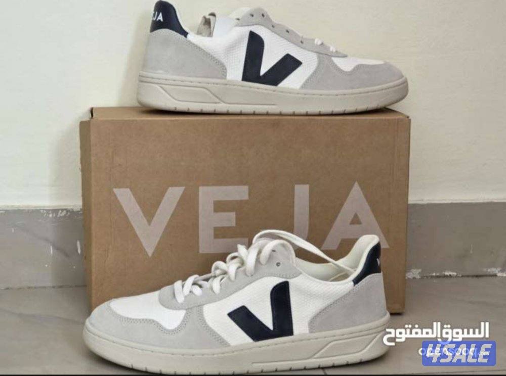 للبيع تكرمون جوتي بالكرتون جديد حذاء سنيكرز Veja V-10 B-Mesh White Nau2