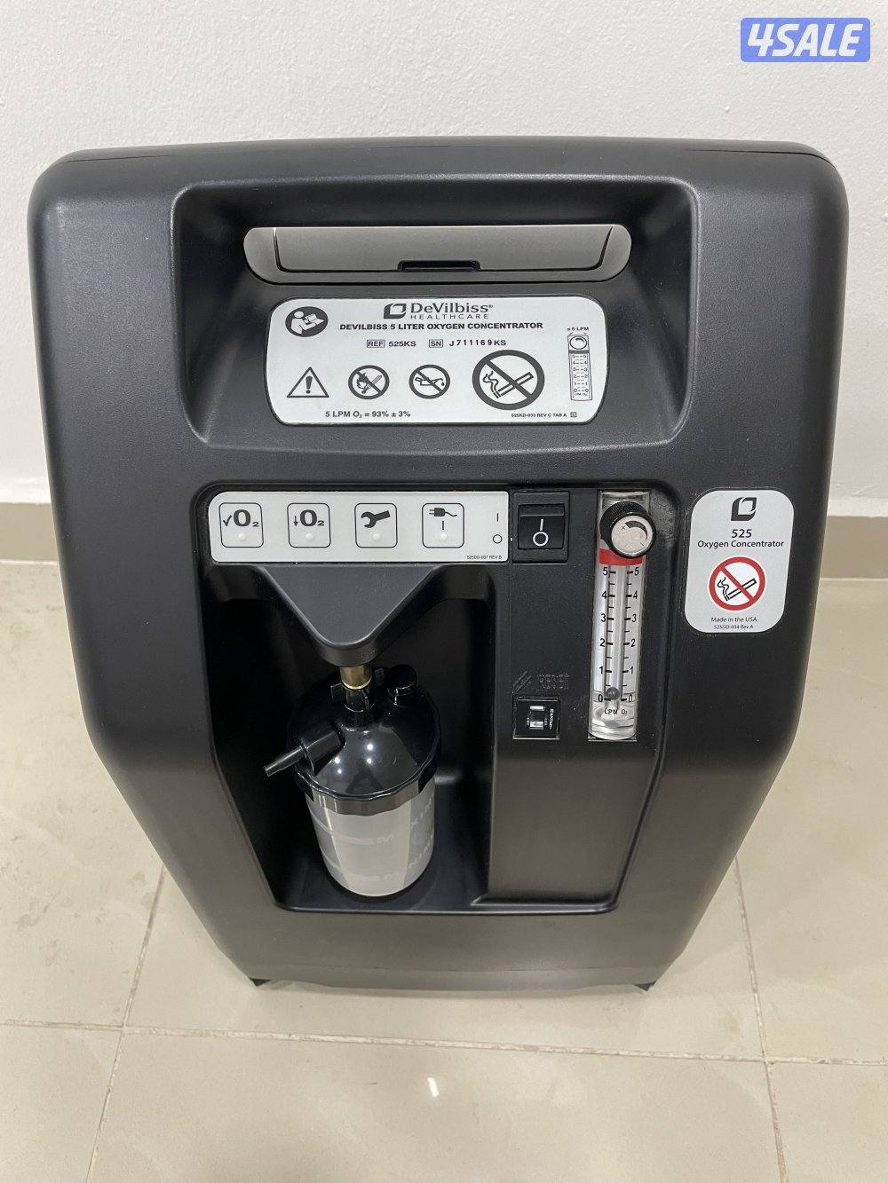 جهاز أكسجين DeVilbiss مع الكرتون حجم 5 لتر بحالة جيدة استعمال 1سنة1