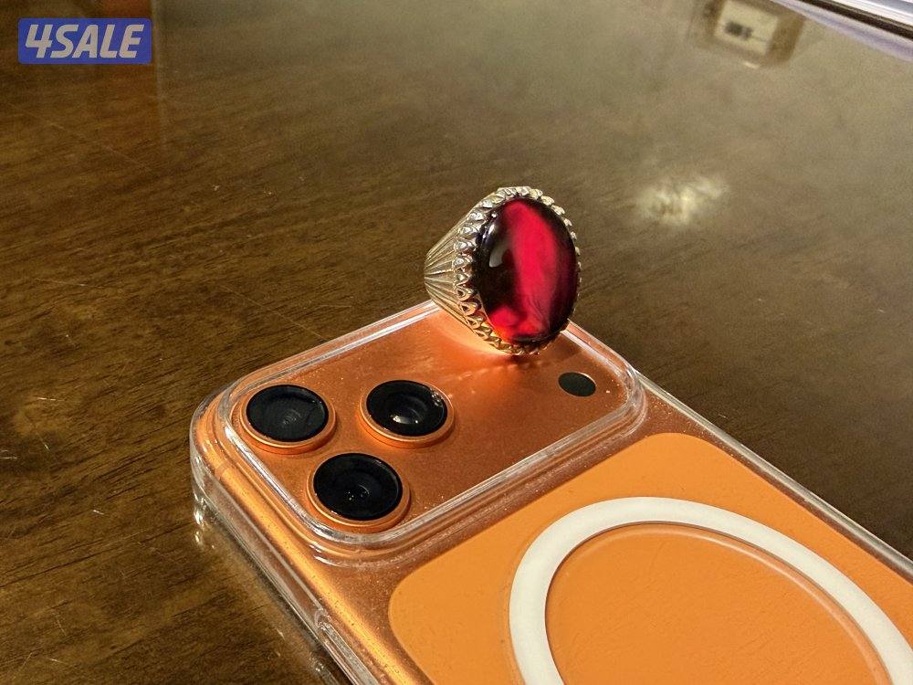 للبيع خاتم عقيق كبدي حجم راهي فضه ختم 925 السعر 852