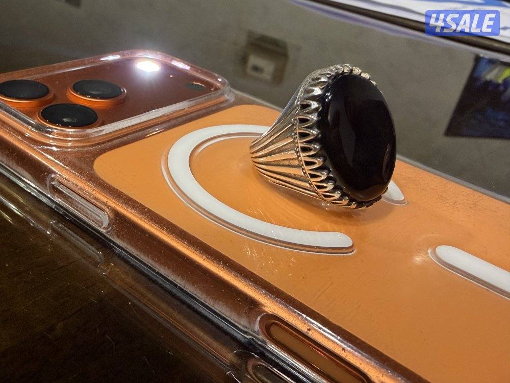 للبيع خاتم عقيق كبدي حجم راهي فضه ختم 925 السعر 853