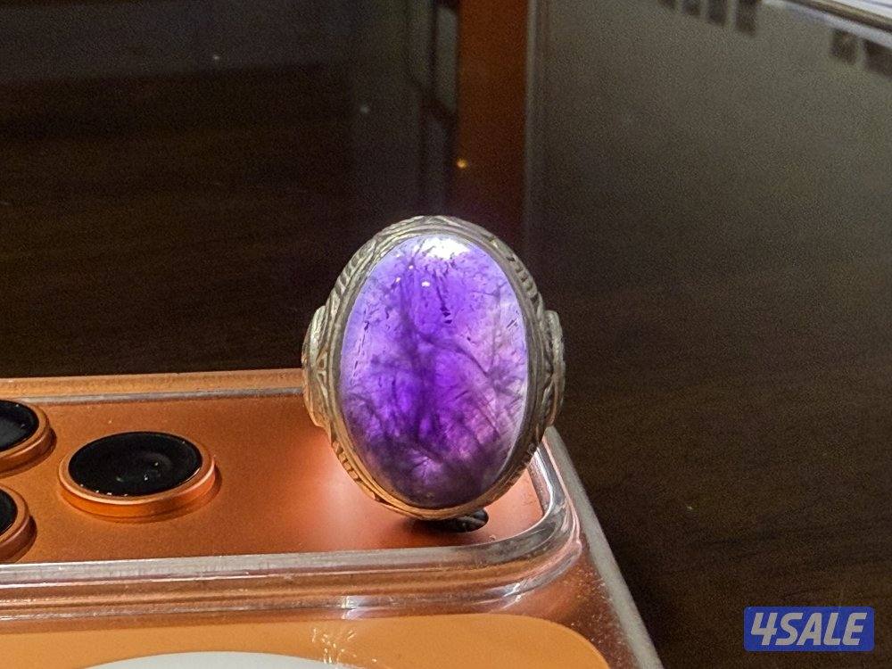 للبيع خاتم فضه راهي صياغه روعه حجر الجمشت الاصلي السعر 2002