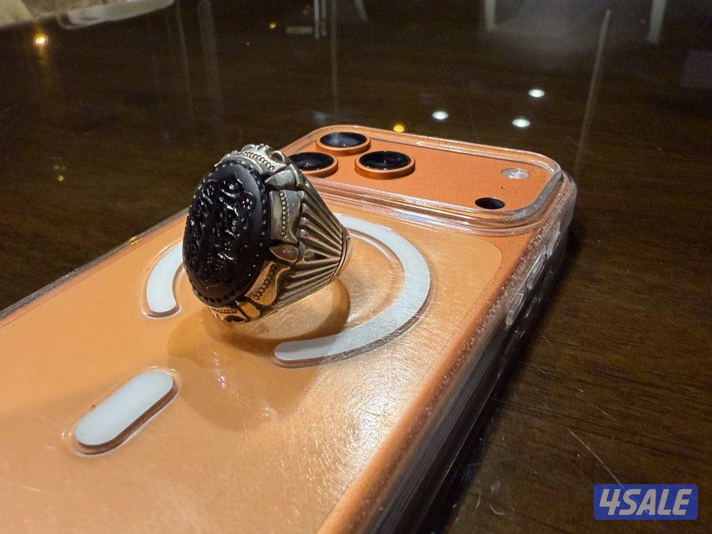 للبيع خاتم عقيق منقوش حجم راهي فضه ثقيله2