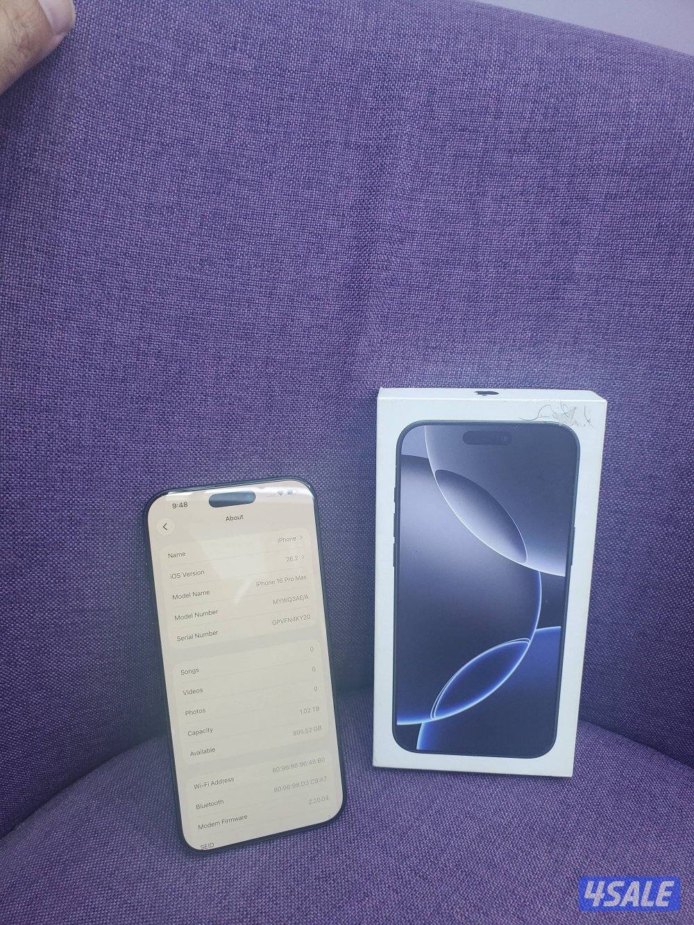 ايفون 16برو ماكس  1تير بطاريه 910