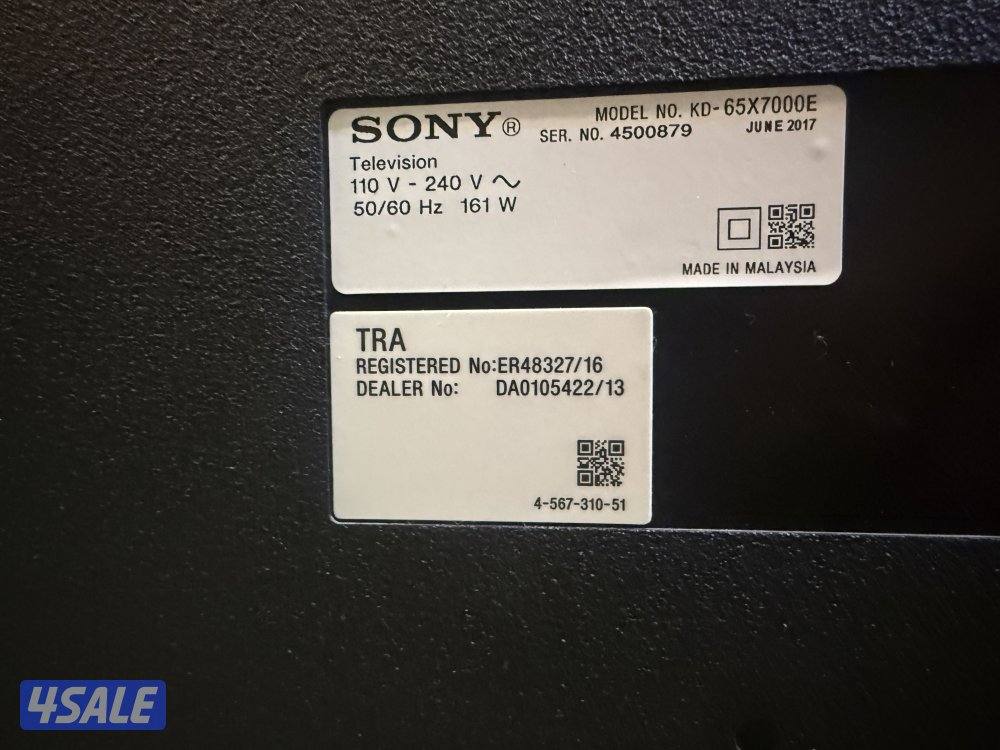 للبيع تلفزيون سوني 65 بوصه4