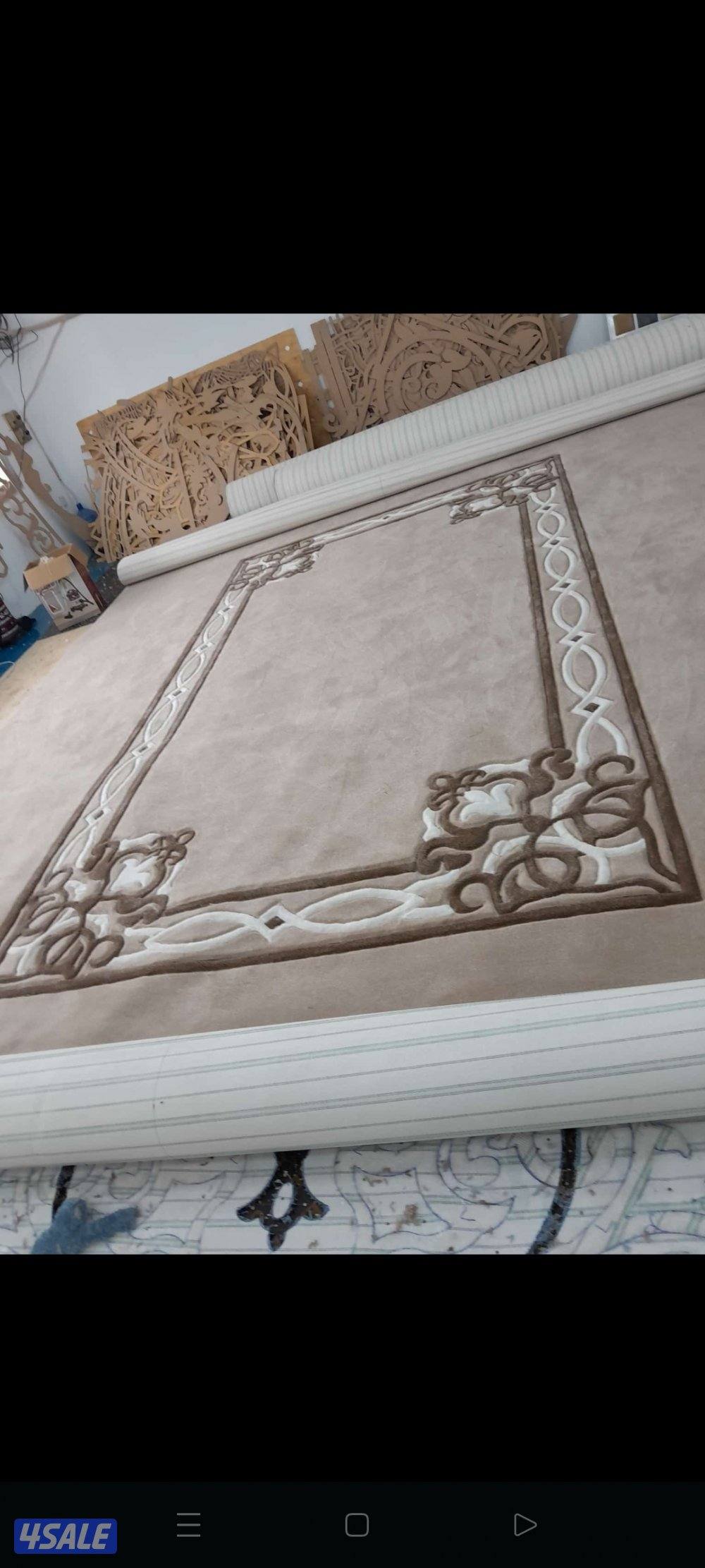 للبيع سجاد تركي سادة ومشجر مساندة وحفر يدوي وستائر2