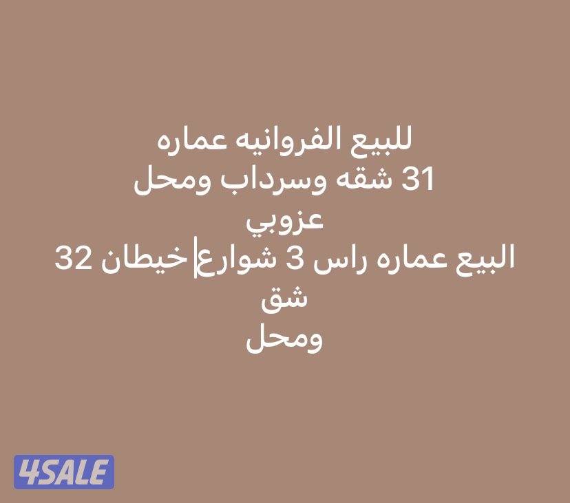 للبيع عمارات ومجمعات  الفروانيه خيطان حولي المنقف السالميه مدخول وهدام0