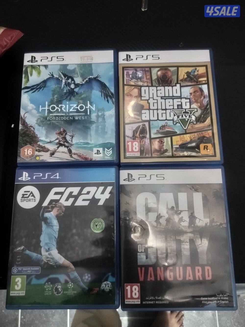 GTA V PS5
VANGUARD PS5
Horizon PS5
Fc24 PS40