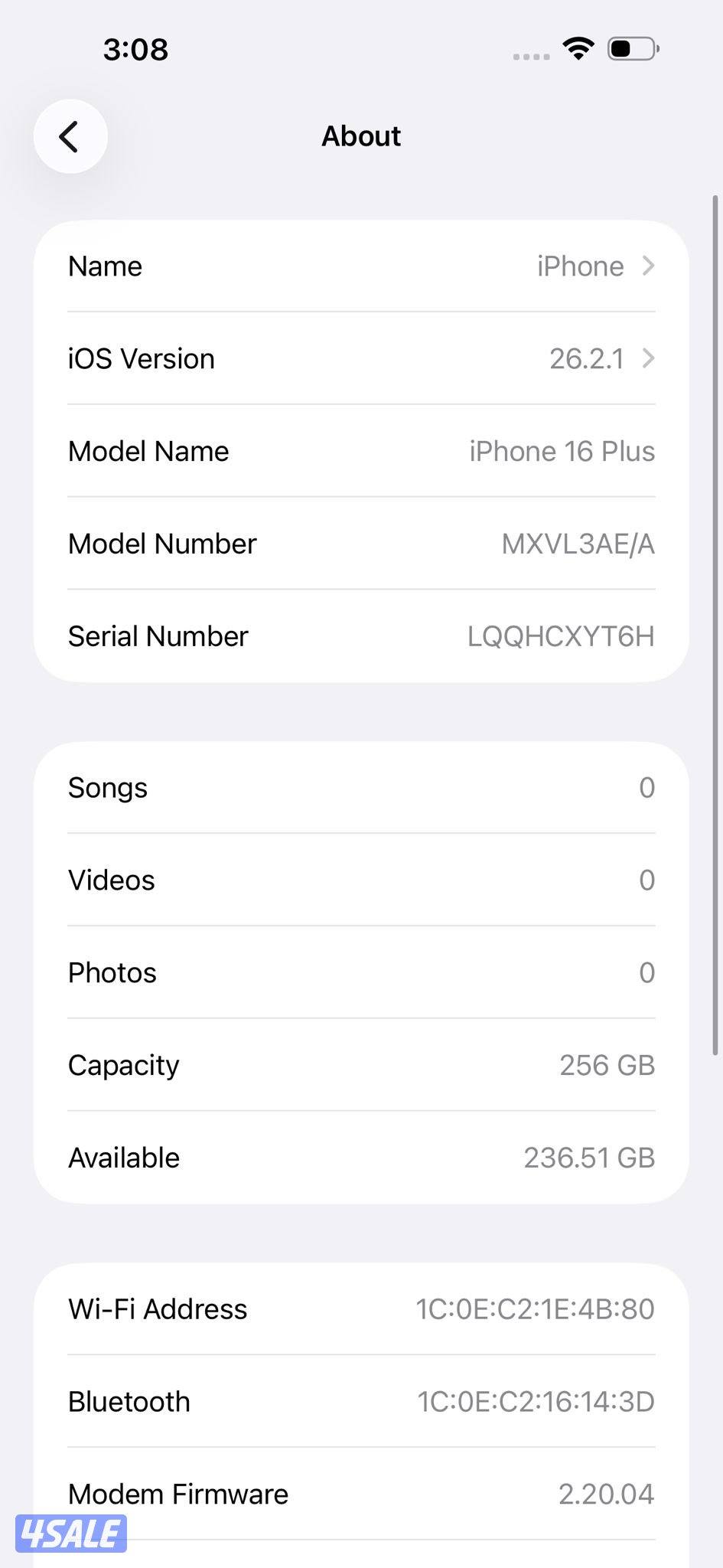 ايفون 16 بلس – 256 جيجا – لون تيلي بطارية 90% مستعمل كالجديد3