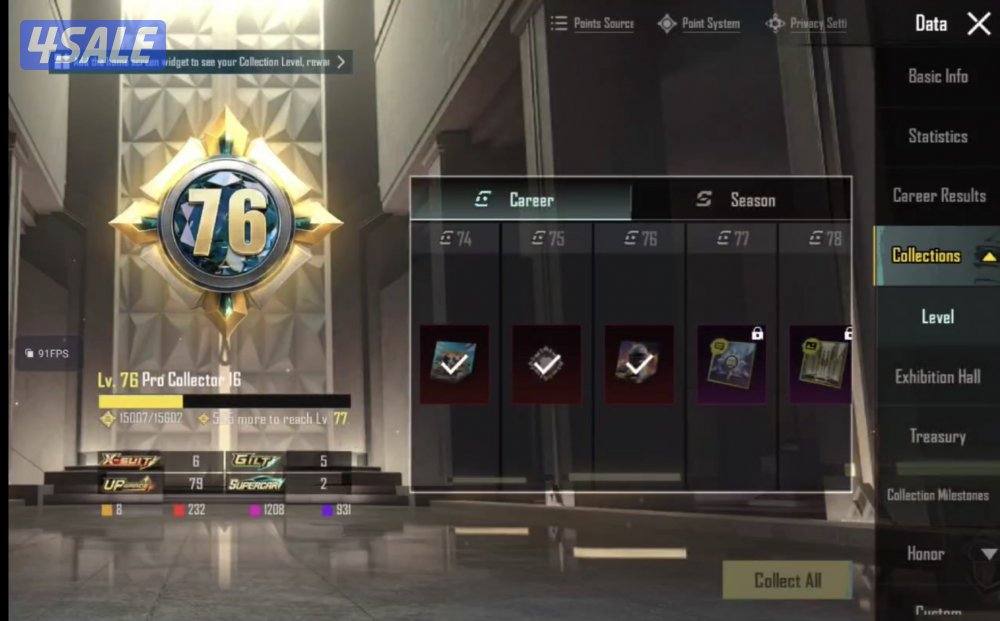 للبيع حساب ببجي النسخه العالميه 222 ميثك + 83 سلاح1