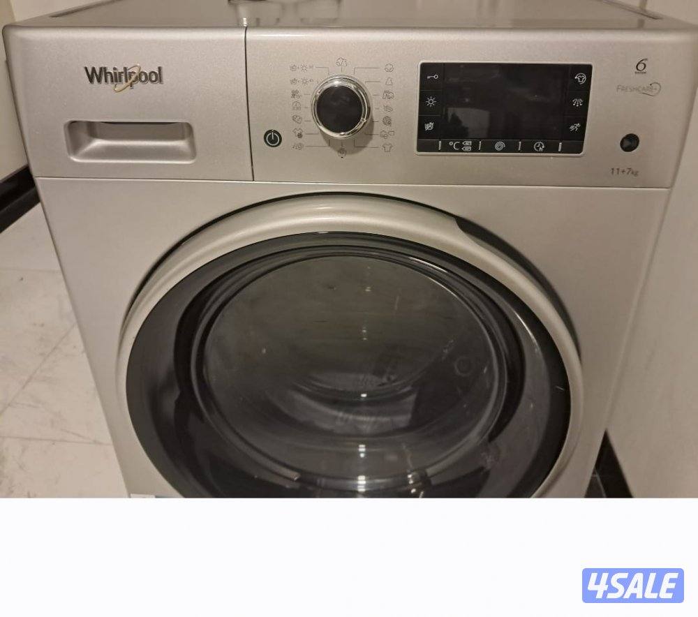 غسالة whirlpool ايطالي سعة ١١ كجم و تجفيف ٧ كجم جديدة تماما للبيع2