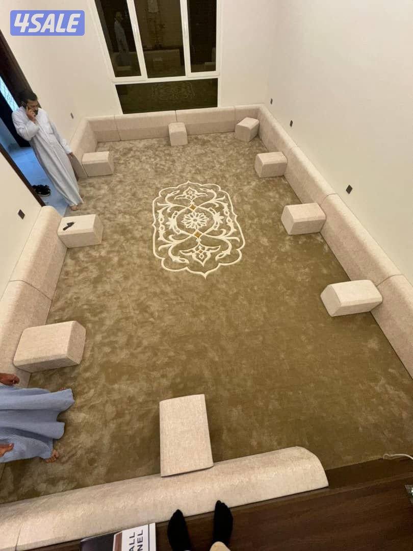 سجاد قص ونقشات حفر يدوي وتفصيل مساند ضهر وتركيب ارضيات باركية بلاستك4