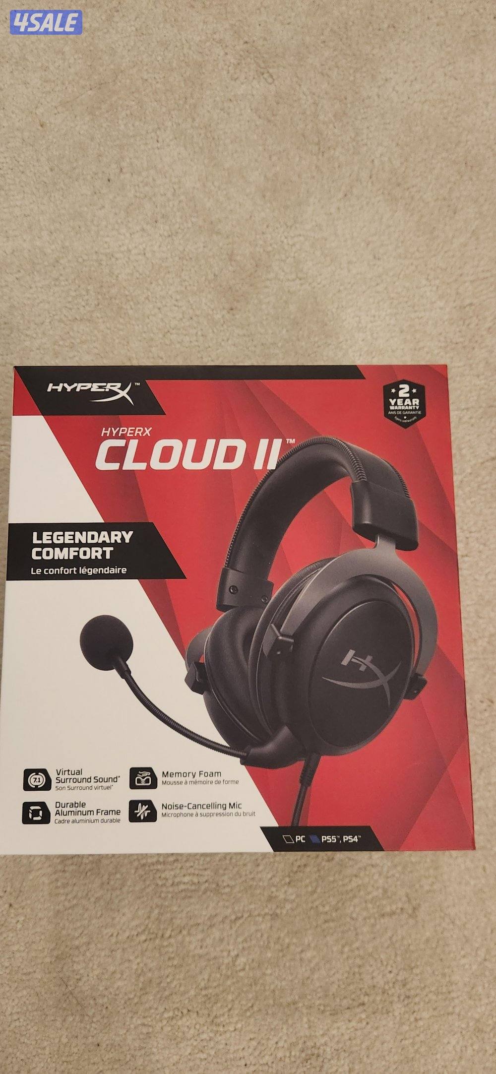 hyperx cloud 2 headset black /silver color سماعات هايبر اكس ٢0