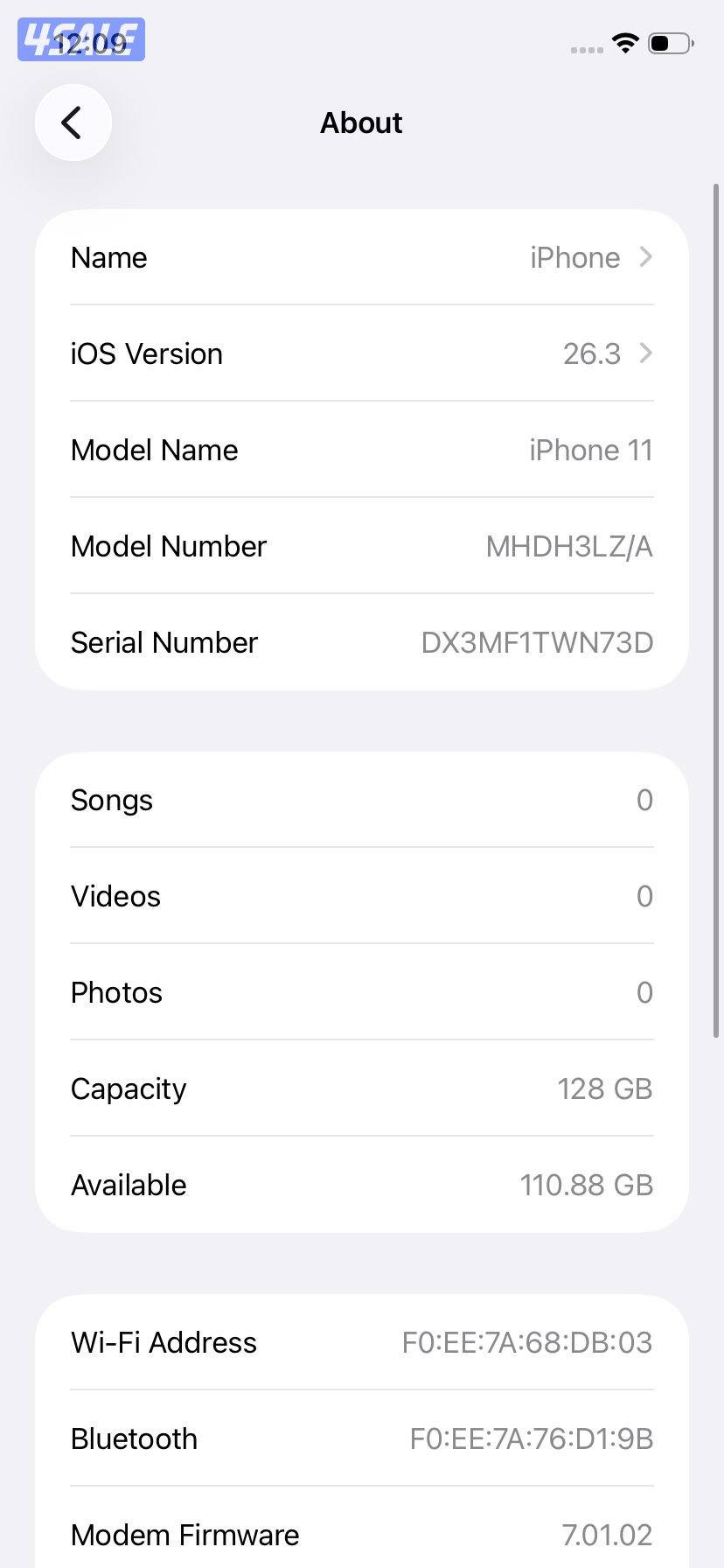 ايفون 11 – 128 جيجا – أسود بطارية 89% مستعمل كالجديد iPhone 11 128GB9