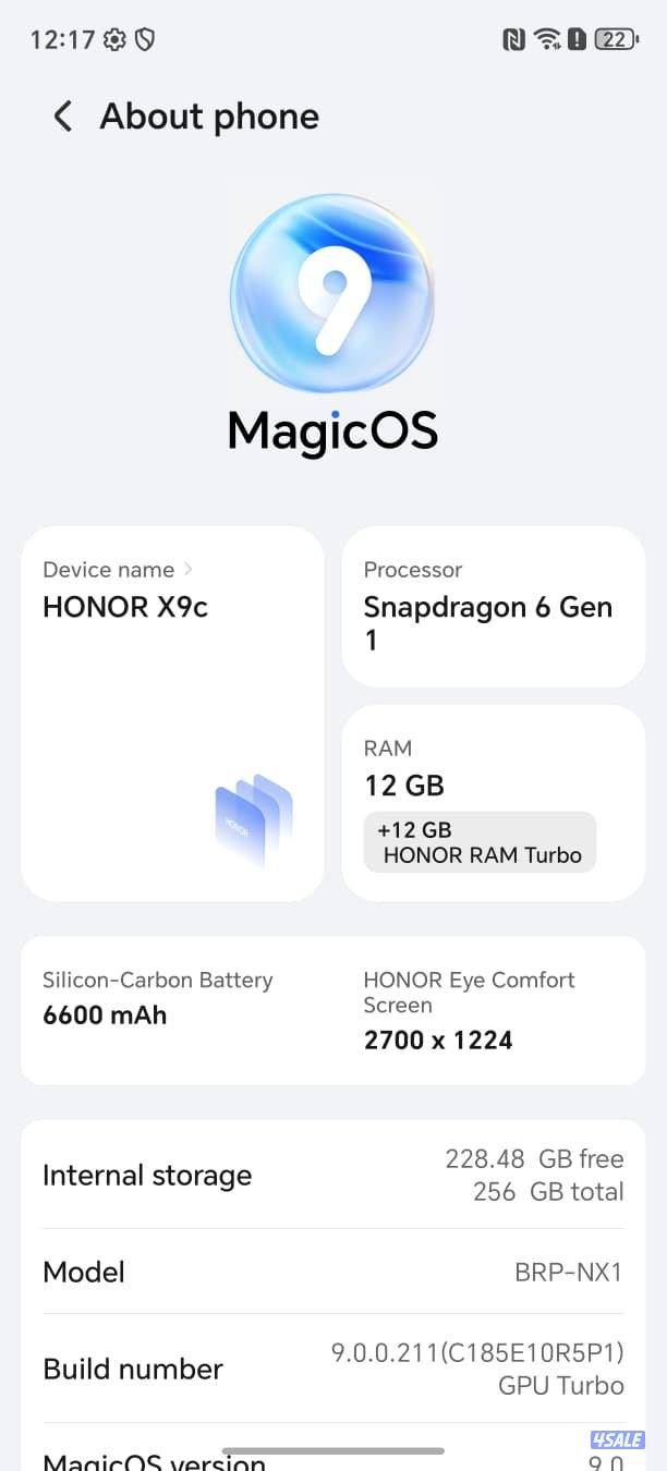 هونر X9c 5G – ذاكرة 256 جيجا أسود تيتانيوم مستعمل كالجديد Honor X9c 5G3
