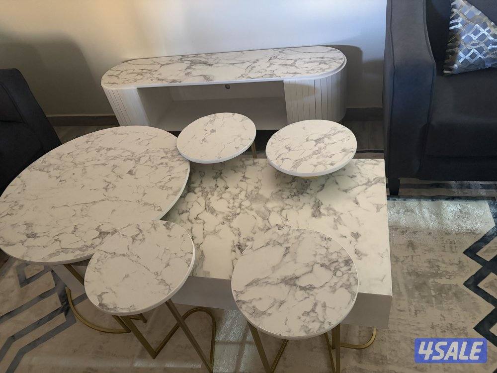 طاولة وسط طقم كامل + طاولة تلفزيون0