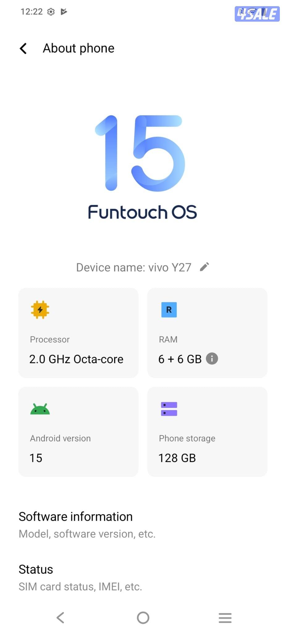 فيفو Vivo Y27 – ذاكرة 128 جيجا أخضر مستعمل كالجديد Vivo Y27 128GB10